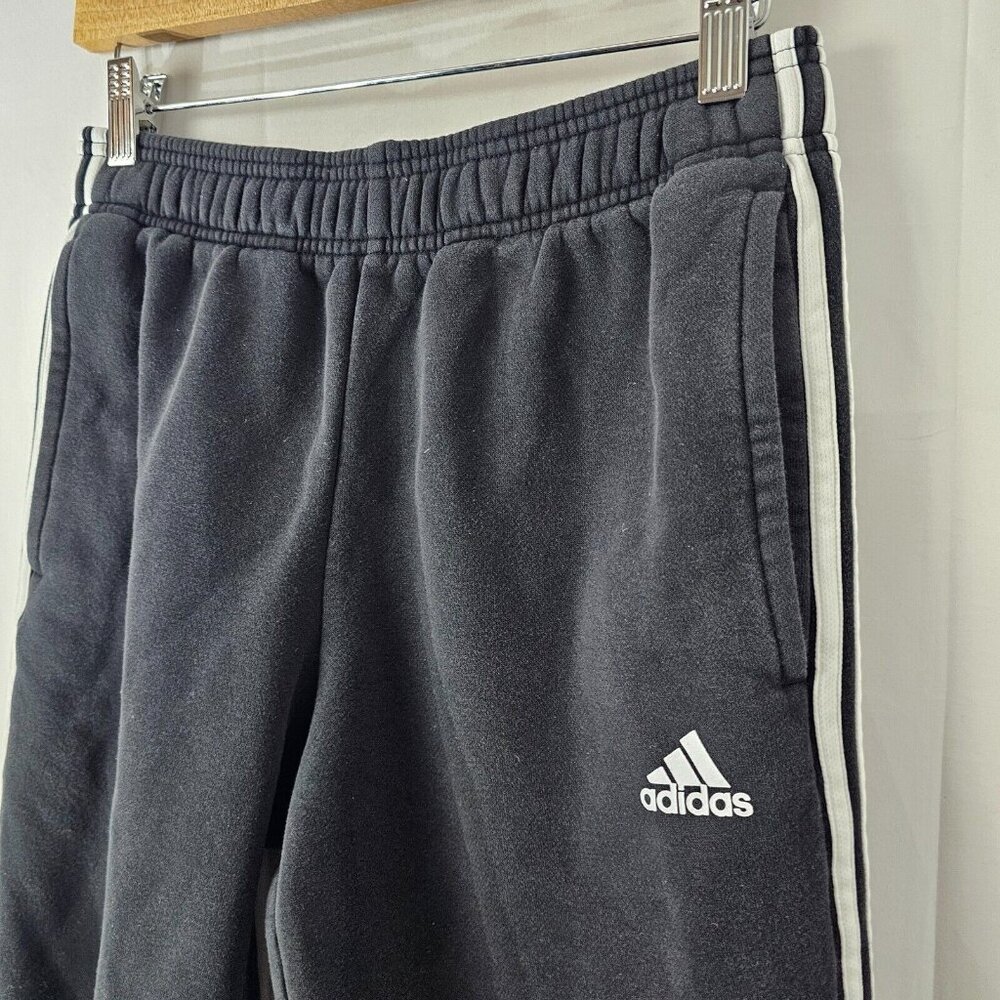 Adidas Sweatpants Mens Small Black Stripe Fleece Jogger Pants Stretch Athleisure - Picture 8 of 10